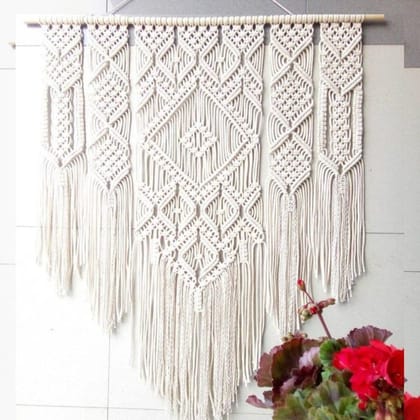 White Macrame Wall Hanging Size - 24X40 Inch
