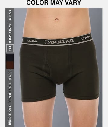 Dollar Lehar Mens Combed Cotton Trunk - Pack of 3 - (Colour May Vary)