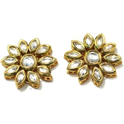 2 Pcs  34mm  Kundan Connectors Golden-Golden / Brass