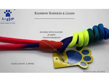 A+a Pets' Harness and Leash Set, Colourful Combo in Rainbow for Cats and Dogs Rainbow  - XS