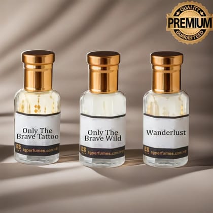 3 Pcs French Attar Set Only The Brave Tattoo, Only The Brave Wild and Wanderlust 12ml each-12ml