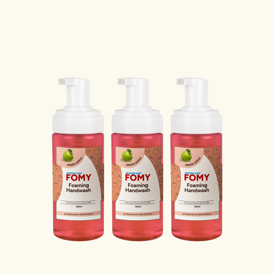 INTERCORP FOMY Antibacterial Soft Refreshing Foam Hand Wash, 160 ml Each (Green Apple - Pack of 3)