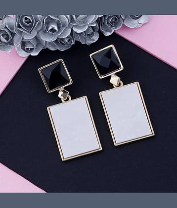 Silver Shine Black and White Colour Blocked Designer Party Wear Earring For Girls And Women Jewellery