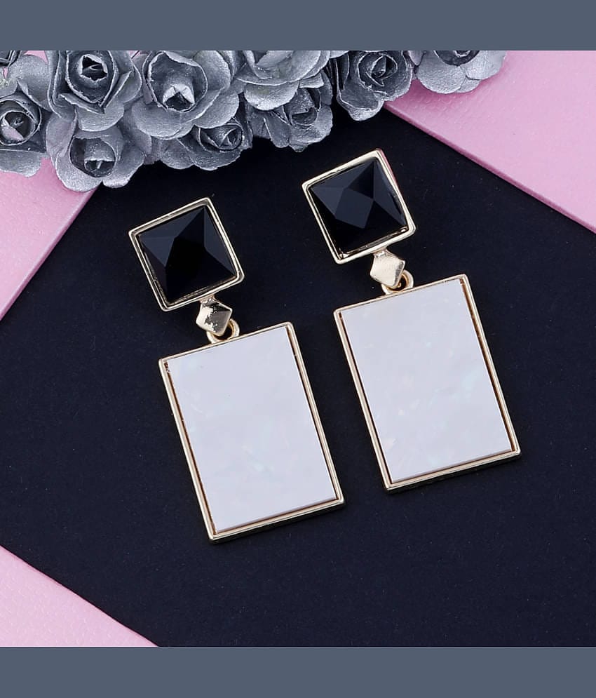 Silver Shine Black and White Colour Blocked Designer Party Wear Earring For Girls And Women Jewellery