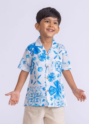 Boys Cotton Shirt | Azure-0-6M