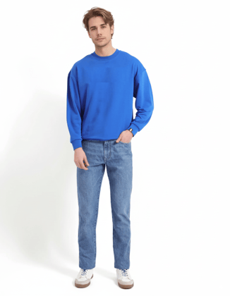 Oversized Crew Neck Sweatshirt: Blue Oversized Crew Neck Sweatshirt: Blue