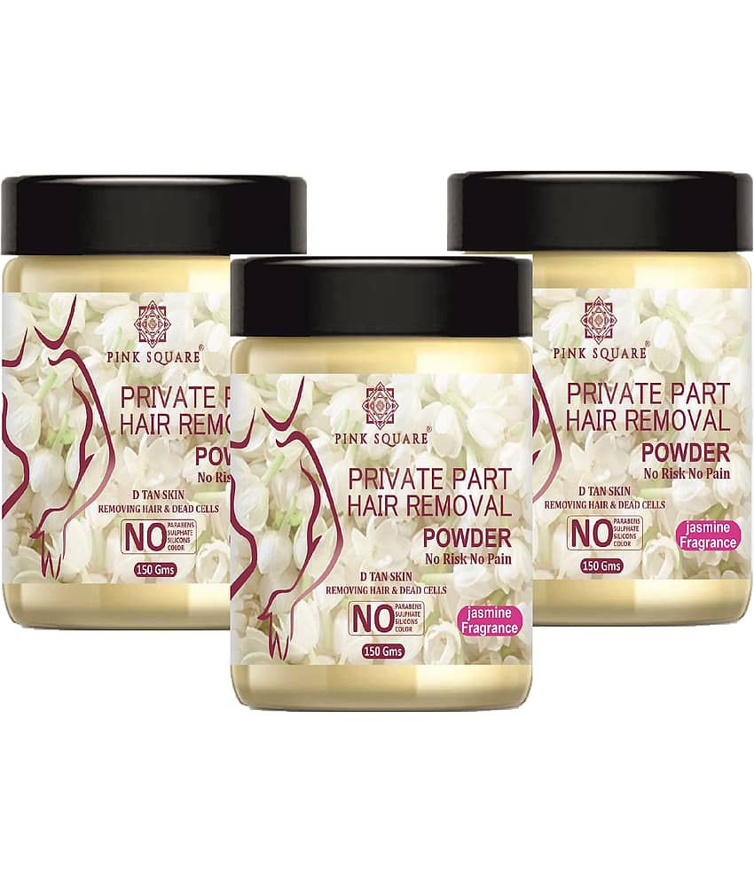 pink square Natural Hair Removal Powder for Men & Women 150 ( Pack of 3 )