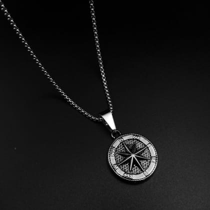 Compass Pendent Necklace-Dual Tone