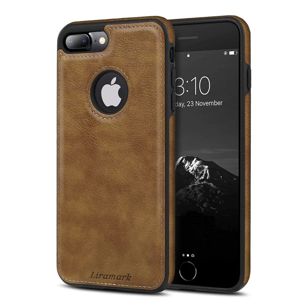 LIRAMARK PU Leather Flexible Back Cover Case Designed for iPhone 7 Plus / 8 Plus