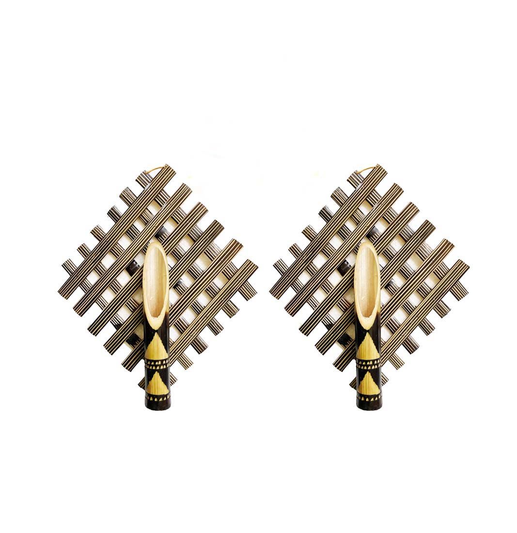 bamboo wall hanging vase 10 inch set of 2