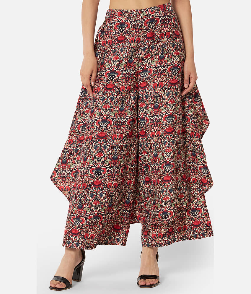 ALL WAYS YOU - Multicolor Crepe Flared Women's Ruffled Palazzos ( Pack of 1 )