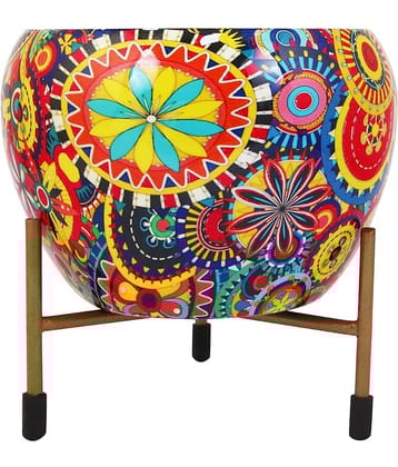 HOMSSY - Multicolor Metal Decorative Pots ( Pack of 1 )