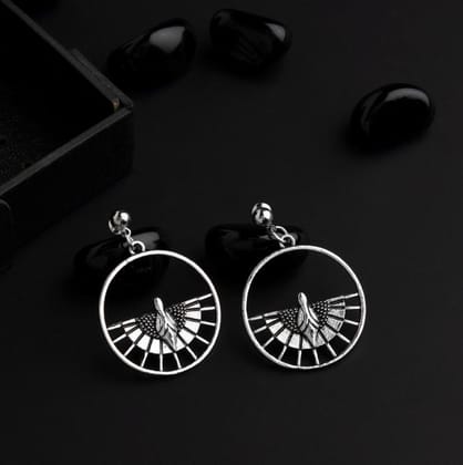 Silver / Gold Plated Circle Shaped Designed Antique Earring- AER 1491