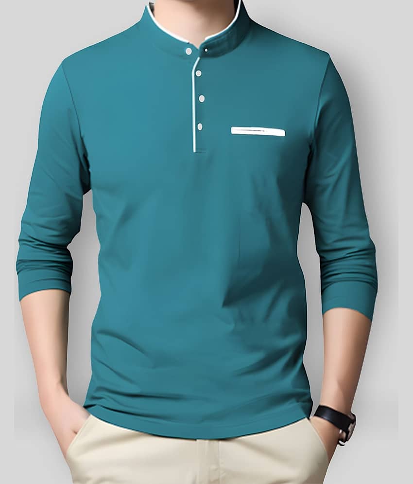 AUSK Pack of 1 Cotton Blend Regular Fit Men's T-Shirt ( Teal Blue )