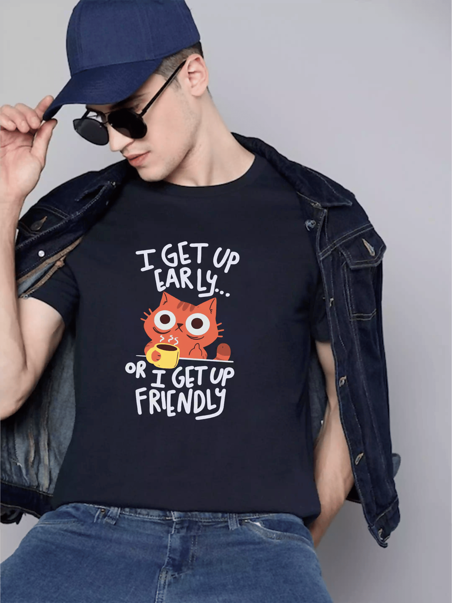 I Get Up Early - Sukhiaatma Unisex Graphic Printed Royal Blue T-shirt-XS-36