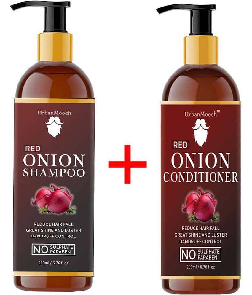 UrbanMooch Red ONION Shampoo And ONION Conditioner For Hair Growth,& Shampoo + Conditioner 400 mL Pack of 2