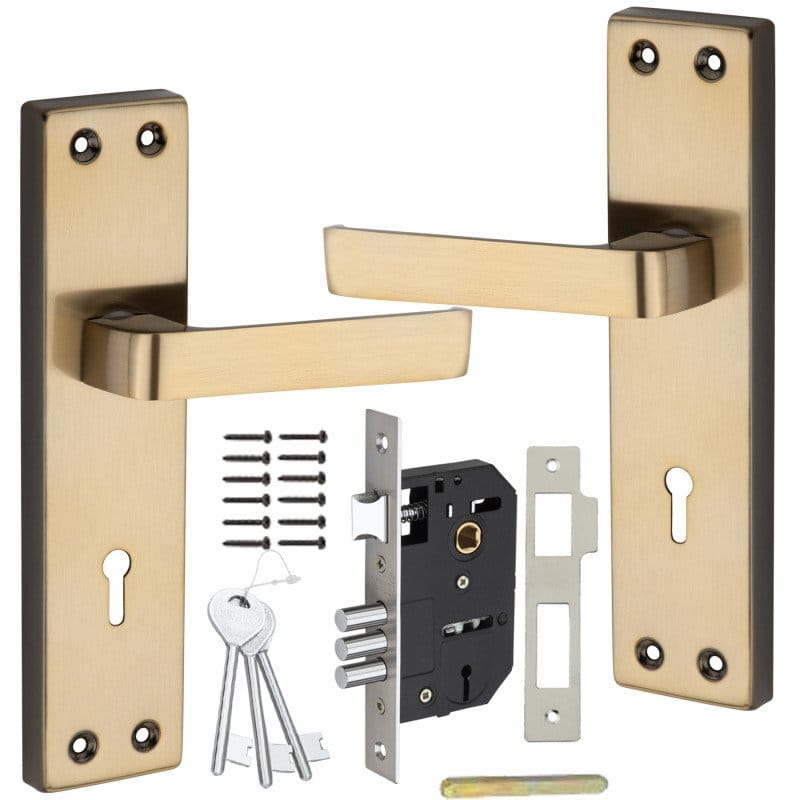 BUCKLER Iron Mortise Handle Lock for Main Door, Bedroom, Main Gate Heavy Duty-65MM Double Turn Lock-7 Inch-Vitara Antique
