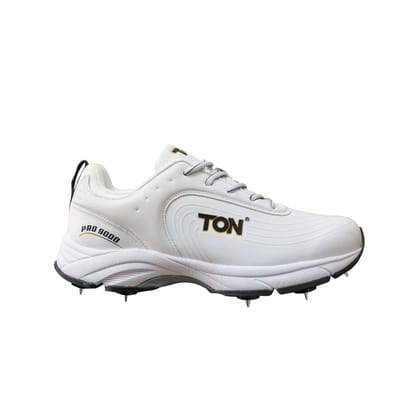 SS Ton Pro 9000 Cricket Spike Shoes - White and Black-6