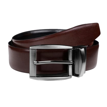 The Wallet Store Premium Reversible Leather Belt For Men - Brown