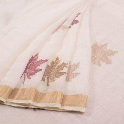 LEAF PRINT LINEN DIGITAL PRINTED SAREE 1593