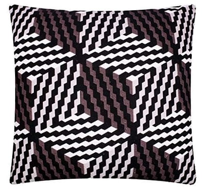KOKO Home Black and White Cushion Cover  Abstract Print Cotton Fabric, 16x16 Inches with Zipper Closure for Sofa, Chair Seat, Bed (Set of 5)