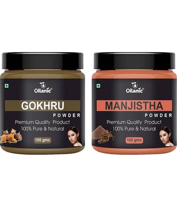 Oilanic 100% Pure Gokhru Powder & Manjistha Powder-Skin Hair Mask 200 g Pack of 2