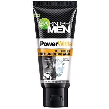 Garnier Men Power White Anti-Pollution Double Action Face Wash, 50 gm