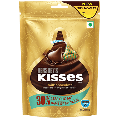 Hersheys Kisses Creamy Milk Chocolate - 30% Less Sugar, 36 g Pouch