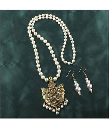 Silver Shine Pearls Golden Contemporary Contemporary/Fashion Antique Necklaces Set