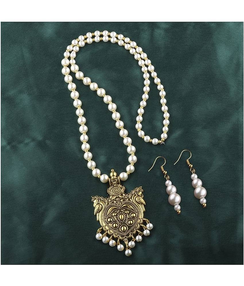 Silver Shine Pearls Golden Contemporary Contemporary/Fashion Antique Necklaces Set