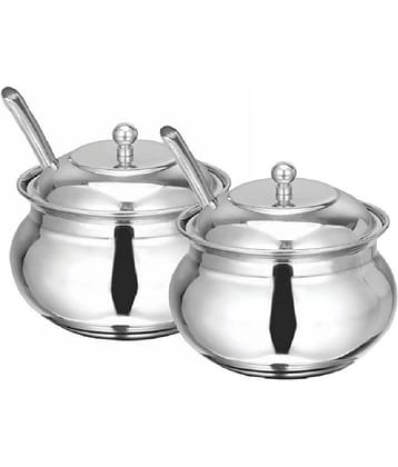 erum - ghee pot Silver Steel Honey Container ( Set of 2 ) - 250 ml