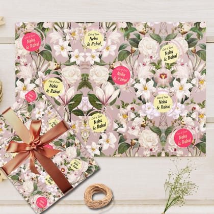 Custom Gift Wrapping Paper - Bespoke Petal Symphony-Lots of Love / Set of 10 sheets