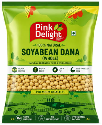 Pink Delight Soyabean Dana (Whole) 800 gm | Premium Soybeans | High Protein & High Fiber Natural Soya Beans | Rich Source of Iron | Natural Whole Soybean for Curry, Sprouts & Healthy Meals