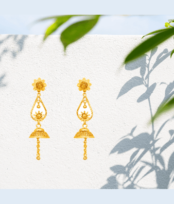 LUV FASHION Golden Stud Earrings ( Pack of 1 )