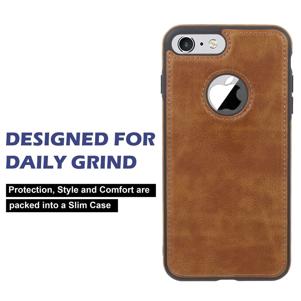 LIRAMARK PU Leather Flexible Back Cover Case Designed for iPhone 7/8