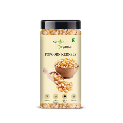ManHar Organics Popcorn Kernels Jar 200gm | High-Popping, Non-GMO | Makka | Classic Butterfly Corn Kernels | Light & Crunchy | For Homemade Popcorn, Air Poppers & Stove-Top Popping