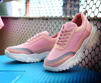 Latest Stylish Casual Shoes, Lightweight Walking Sneakers, Gym Shoes for Girls and Women Color - Pink, Size - 5
