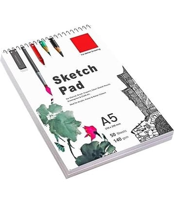 Freedy 50 Sheet A5 Sketchbook Pack of 1-5.8 x 8.3 Inch 140 GSM| Top Spiral-Bound Sketchpad for Artists | Sketching and Drawing Acid Free Paper, for Doodling for Professional & acadmic use(A)