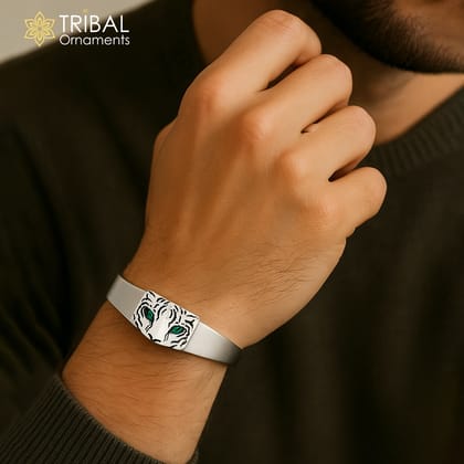 Netravaagha silver tiger 925 sterling silver cuff kada bangle men's jewelry cuff252