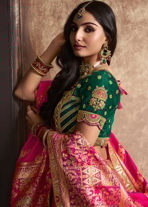 Princess Pink Heavy Banarasi Bridal Lehenga