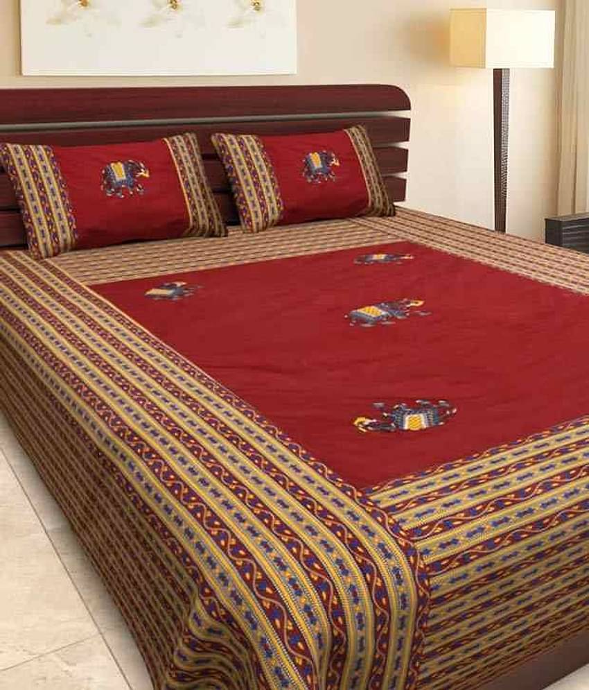 Uniqchoice Cotton Double Bedsheet ( Multi )