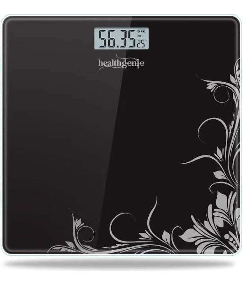 Healthgenie Electronic Digital Weighing Machine Bathroom Personal Weighing Scale-Black Pattern Black
