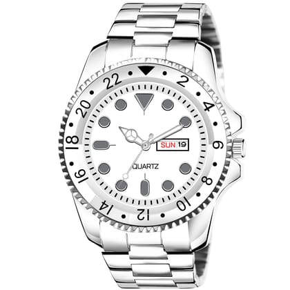 Silver Day-Date Function Casual Analog Watch for Men LR131