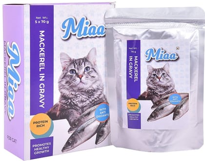 Miaa Mackerel in Gravy Cat Adult Wet Food (70g x 10 pouches)