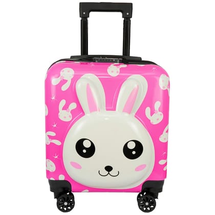 Storite 15 Inches Kids Trolley Bag Hard-Sided Polycarbonate Cute Rabbit Print Spinner Suitcase Trolley Bags for Kid's Travel (Pink - 35 x 23 x 38 Cm)