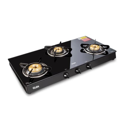 3 Burner PNG Glass Gas Stove with High Flame Brass Burner (CT1038GTBBBLPN)