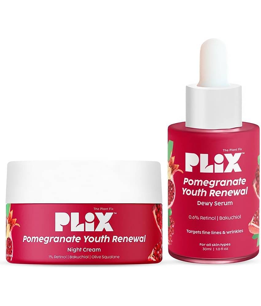 Plix 0.6% Retinol Face Serum & 1.20% Retinol Night Cream Combo Reduces Fine Line & WrinklesPack of 2