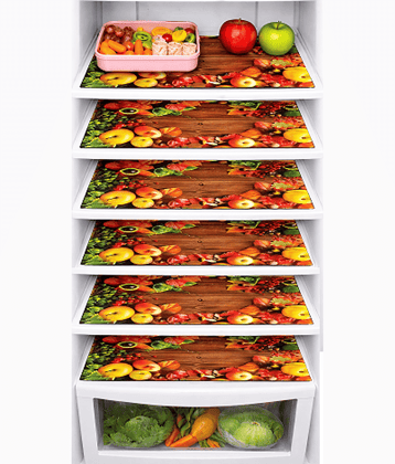 Revexo PVC Solid Fridge Mats ( 40 30 ) Pack of 6 - Multicolor