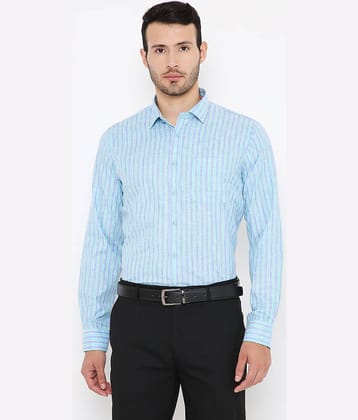 Maharaja - Light Blue Cotton Blend Slim Fit Men's Formal Shirt ( Pack of 1 )