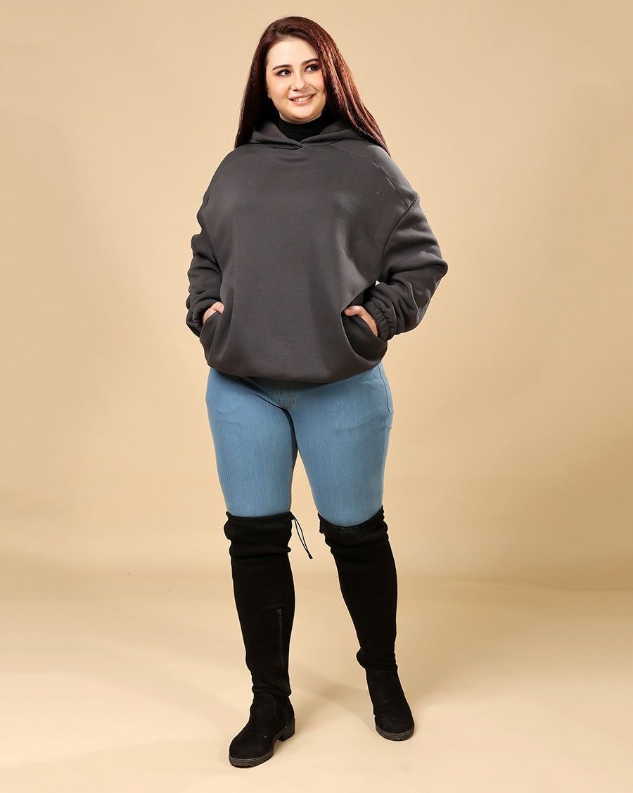Solid Winter Hooded Sweatshirt-Dark Grey-L / Dark Grey